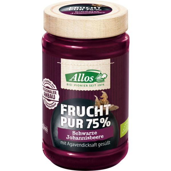 Allos Frucht Pur 75 % Schwarze Johannisbeere, Bio, 250 g | MHD: 17.05.2022 | 30% reduziert