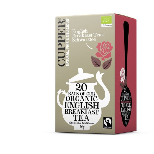 Cupper English Breakfast Tea Fairtrade, Bio, 20 x 2,5 g | MHD: 03.12.2022 | 10% reduziert