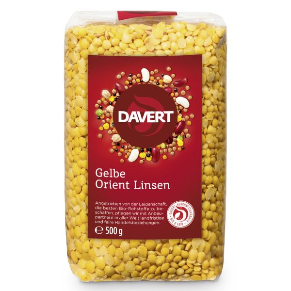 Davert Gelbe Orient Linsen, Bio, 500 g