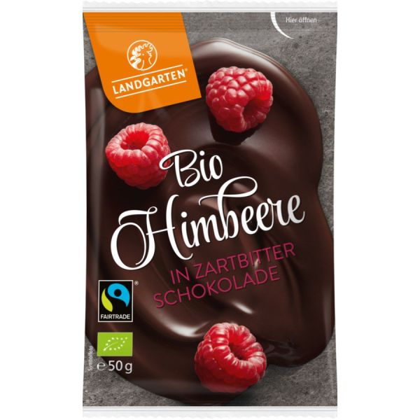 Landgarten Naschfr&uuml;chte Himbeere Zartbitter Fairtrade, Bio, 50 g