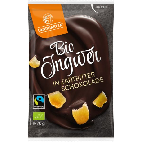 Landgarten Naschfrüchte Ingwer Zartbitter Fairtrade, Bio, 70 g