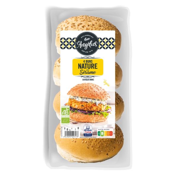 LAngelus Hamburger Brötchen mit Sesam, Bio, 4 Stück, 200 g