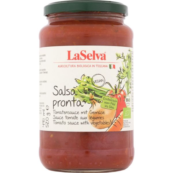 LaSelva Salsa Pronta Tomatensauce mit Gemüse, Bio, 520 g