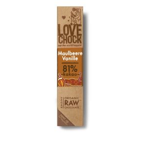 Lovechock Schokoladen Riegel Maulbeere Vanille, Bio, 40 g