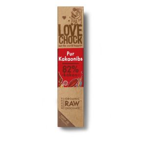 Lovechock Schokoladen Riegel Pur Kakaonibs, Bio, 40 g
