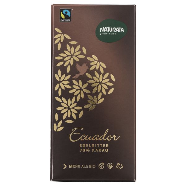 Naturata Ecuador Edelbitter Schokolade 70 % Kakao Fairtrade, Bio, 100 g