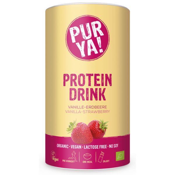 PURYA! Vegan Protein Drink Vanille Erdbeere, Bio, 550 g
