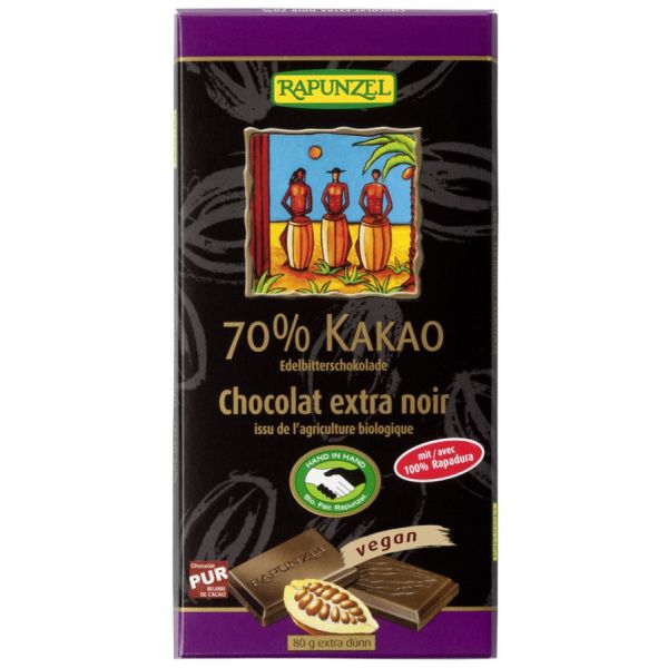 Rapunzel Edelbitterschokolade 70 % Kakao Hand in Hand, Bio, 80 g