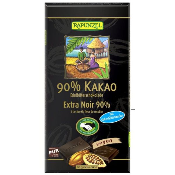 Rapunzel Edelbitterschokolade 90 % Kakao Hand in Hand, Bio, 80 g