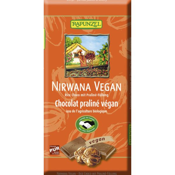 Rapunzel Nirwana Vegan Schokolade mit Pralin&eacute; F&uuml;llung Hand in Hand, Bio, 100 g