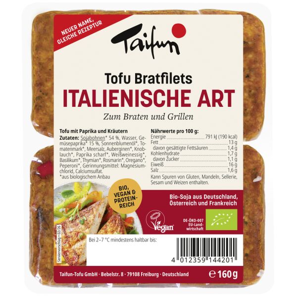 Taifun Tofu Bratfilets Italienische Art, Bio, 160 g