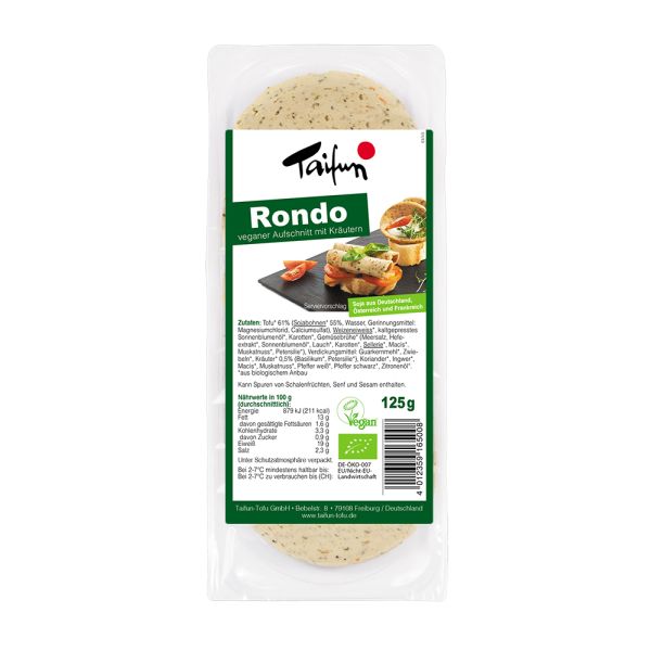Taifun Veganer Aufschnitt Rondo mit Kräutern, Bio, 125 g