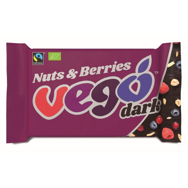 VEGO Dark Nuts & Berries Fairtrade, Bio, 85 g | MHD: 04.05.2022 | 30% reduziert