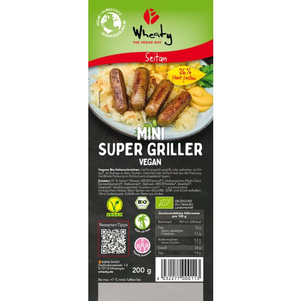 Wheaty Mini Super Griller Vegan, Bio, 200 g