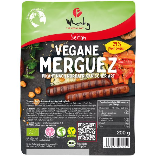 Wheaty Vegane Merguez, Bio, 200 g | MHD: 19.09.2022 | 30%...