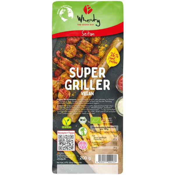 Wheaty Super Griller Vegan, Bio, 200 g
