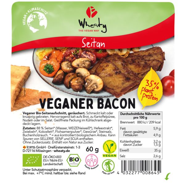 Wheaty Veganer Bacon, Bio, 60 g