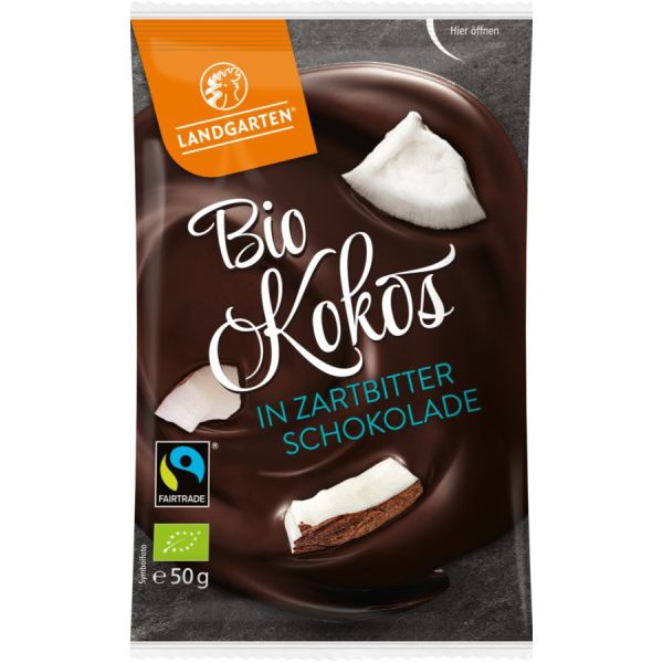 Landgarten Naschfrüchte Kokos Zartbitter Fairtrade, Bio, 50 g