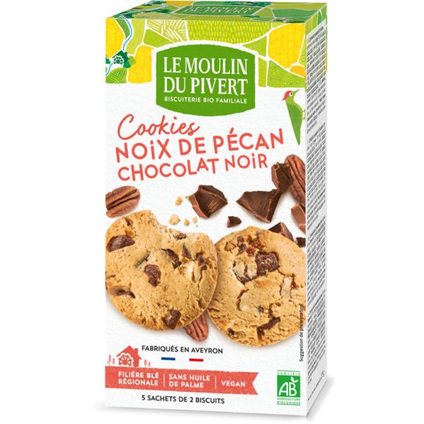 Le Moulin Du Pivert Cookie mit Schokolade & Pekannüssen, Bio, 175 g