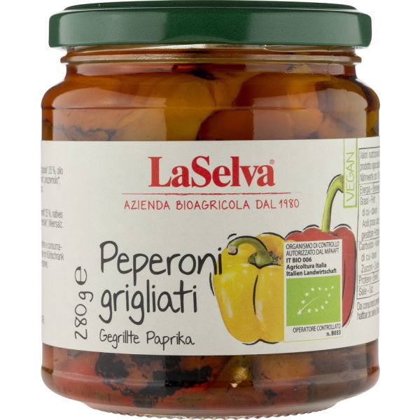 LaSelva Gegrillte Paprika in Olivenöl, Bio, 280 g
