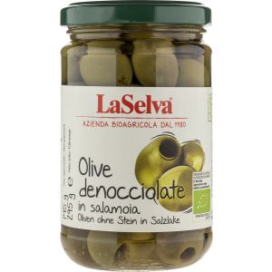 LaSelva Grüne Oliven ohne Stein in Salzlake, Bio, 145 g