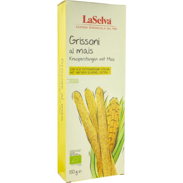 LaSelva Grissoni Knusperstangen mit Mais, Bio, 150 g | MHD: 03.02.2022 | 10% reduziert