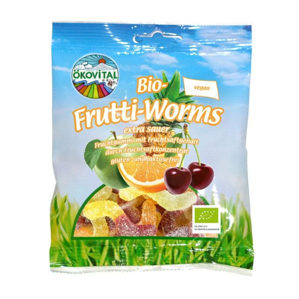&Ouml;KOVITAL vegane Bio-Frutti-Worms extra sauer, Bio, 100 g