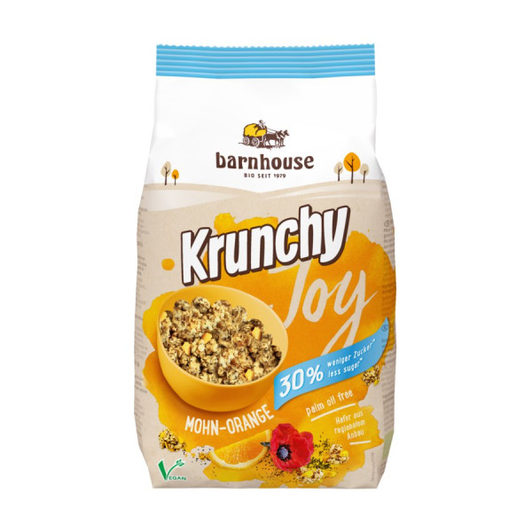 MHD: 25.02.2023 | Barnhouse Krunchy Joy Mohn-Orange 30 % weniger Zucker, Bio, 375 g