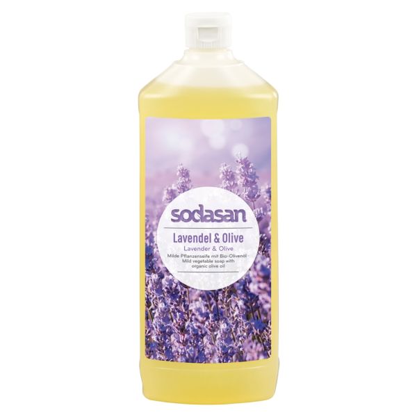 Sodasan Flüssigseife Lavendel-Olive Nachfüllflasche, 1 l