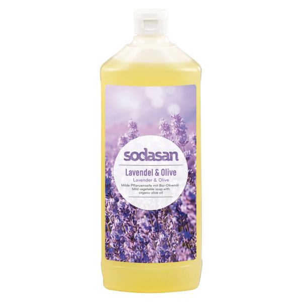 Sodasan Flüssigseife Lavendel-Olive Nachfüllflasche, mit Bio-Wirkstoffen, 1 l
