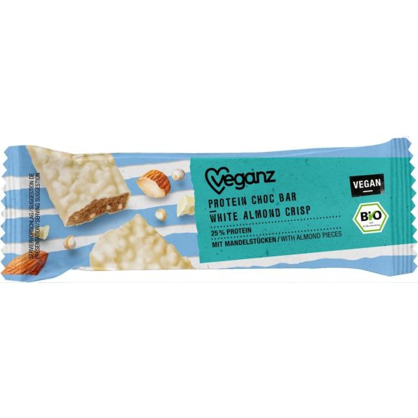 Veganz Protein Choc Bar White Almond Crisp, Bio, 50 g