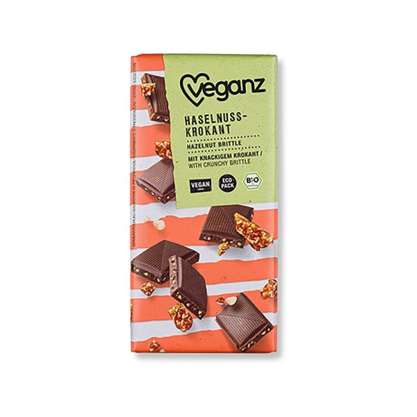 Veganz Schokolade Haselnuss-Krokant, Bio, 80 g