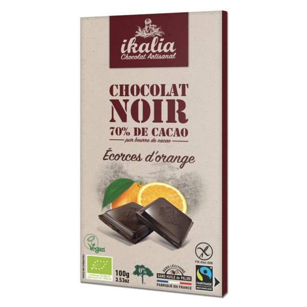 Ikalia Zartbitterschokolade mit Orangenschalen Fairtrade, Bio, 100 g