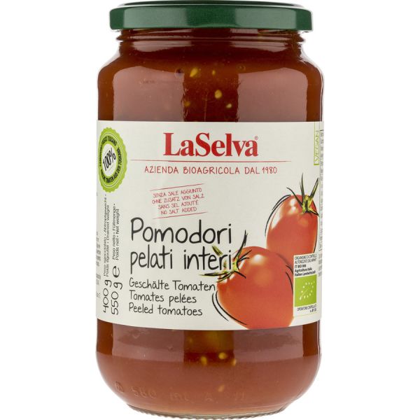 LaSelva Pomodori Pelati Tomaten ganz geschält, Bio, 550 g