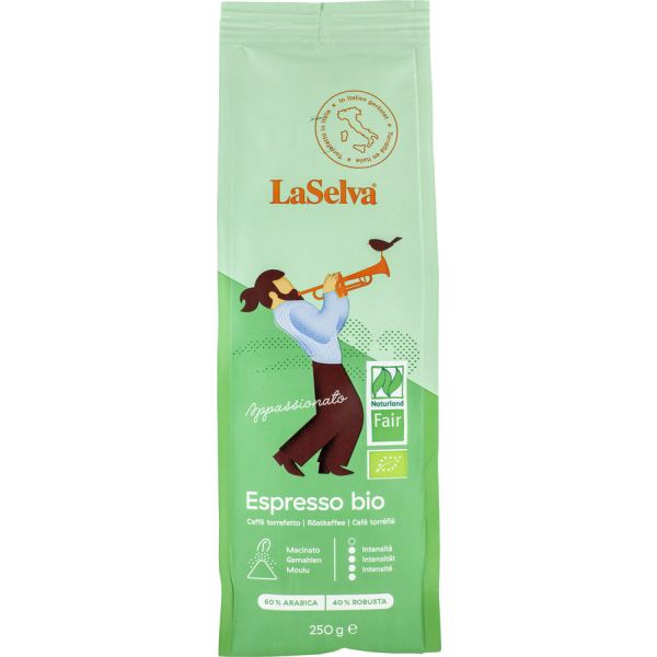 LaSelva Espresso Appassionato Röstkaffee gemahlen, Bio, 250 g