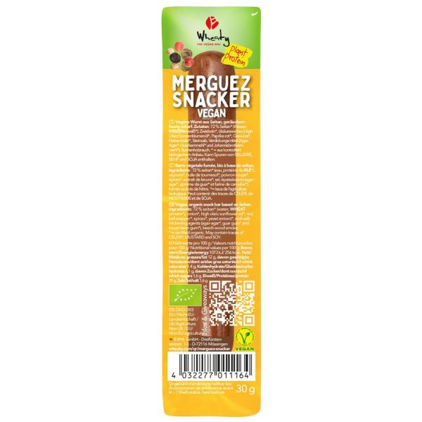 Wheaty Merguez Snacker Vegan, Bio, 30 g