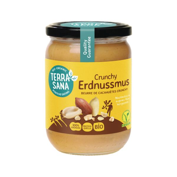 TerraSana Erdnussmus Crunchy, Bio, 500 g