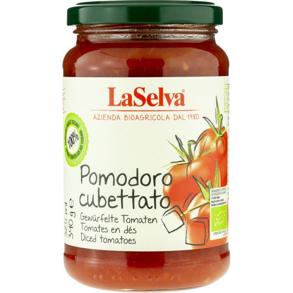 LaSelva Pomodoro Cubettato gewürfelte Tomaten, Bio, 340 g