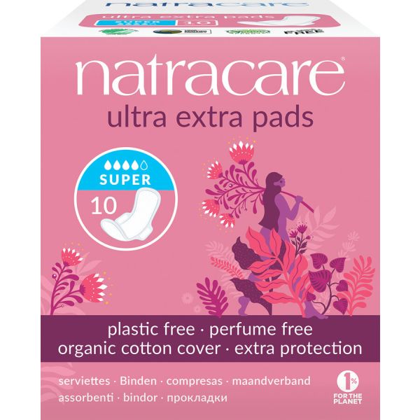Natracare Ultra Extra Pads Damenbinden Super, aus Bio-Baumwolle, 10 St.