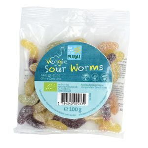 Pural Veggie Sour Worms, Bio, 100 g
