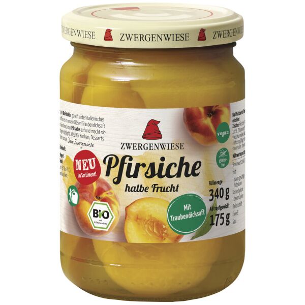 Zwergenwiese Pfirsiche halbe Frucht, Bio, 340 g / ATG 175 g