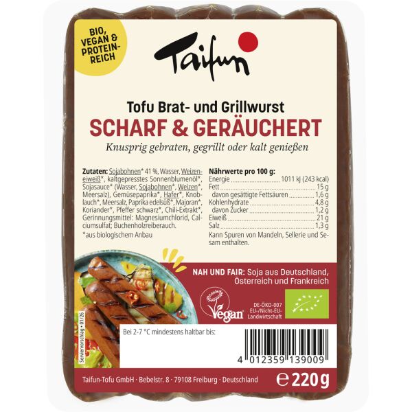Taifun Tofu Brat- und Grillwurst Scharf &...