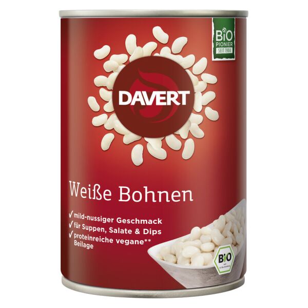 Davert Weiße Bohnen in der Dose, Bio, 400 g / ATG 240 g