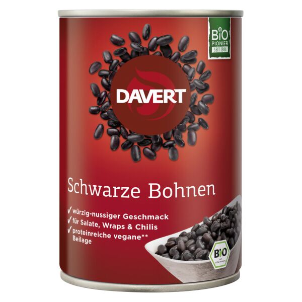 Davert Schwarze Bohnen in der Dose, Bio, 400 g / ATG 240 g