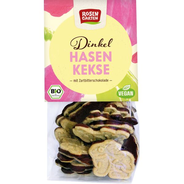 Rosengarten Dinkel-Hasen-Kekse mit Zartbitterschokolade, Bio, 125 g