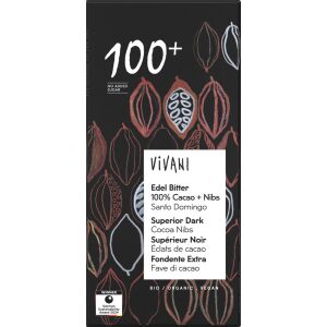 Vivani Edel Bitter 100 % Cacao + Nibs, Bio, 80 g